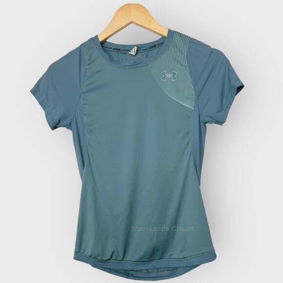 Under Armour Turquoise Iso Chill Running Top Medium Mesh Back Athletic Tee - Picture 1 of 7